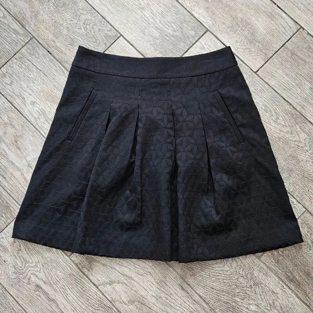 Loft Black Pleated Front Pocket A-Line Mini Skirt